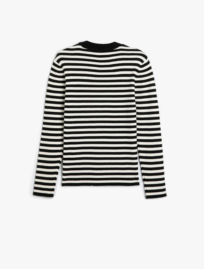 Kız Çocuk Kazak Uzun Kollu Bisiklet Yaka Ribanalı Viskoz Karışımlı