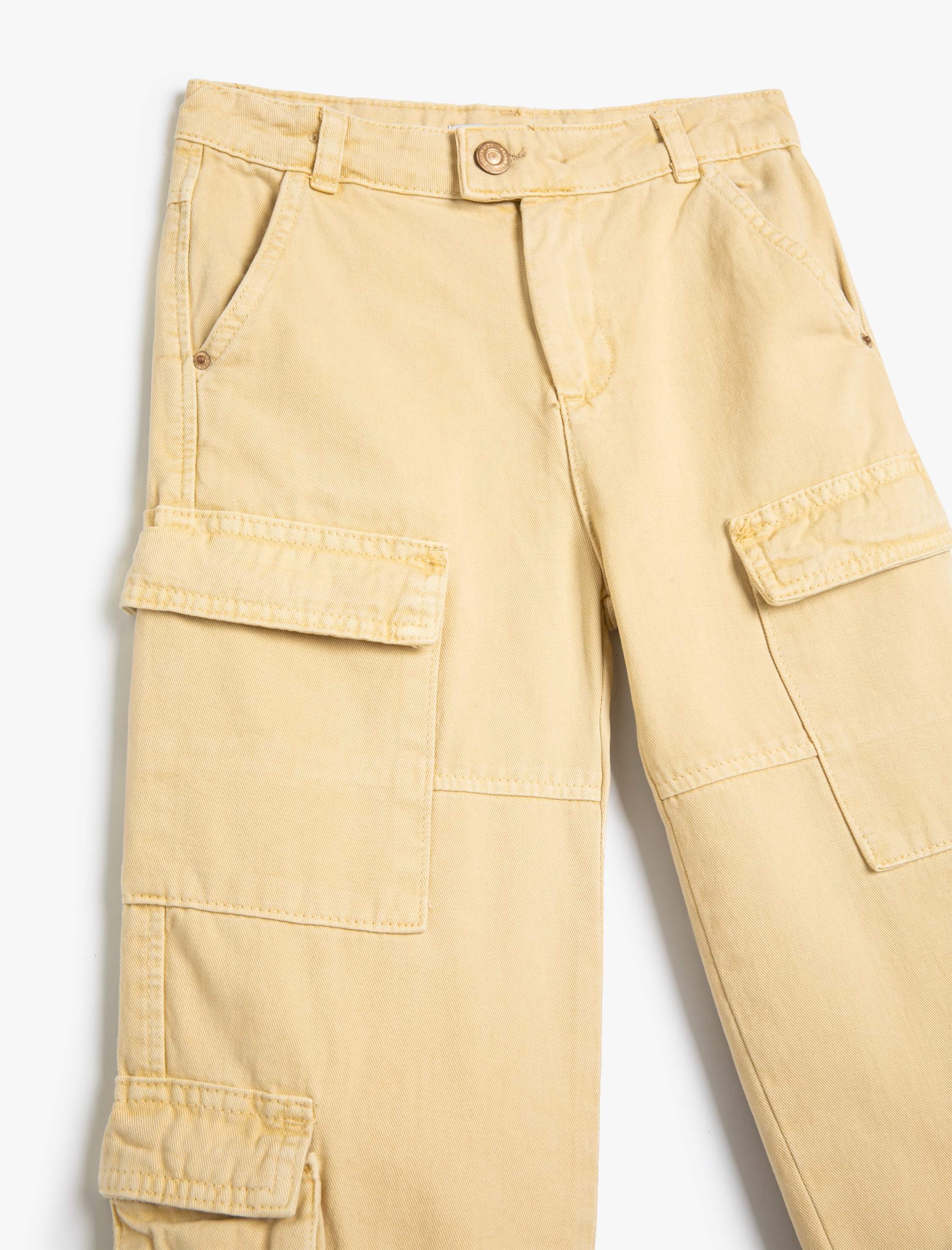  Kız Çocuk Jogger Kargo Cepli Pantolon Düğmeli Pamuklu