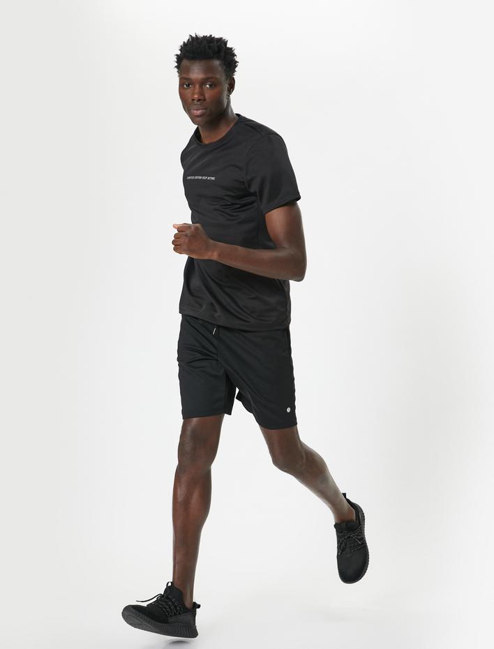  Spor Tişört Slogan Baskılı Kısa Kollu Bisiklet Yaka