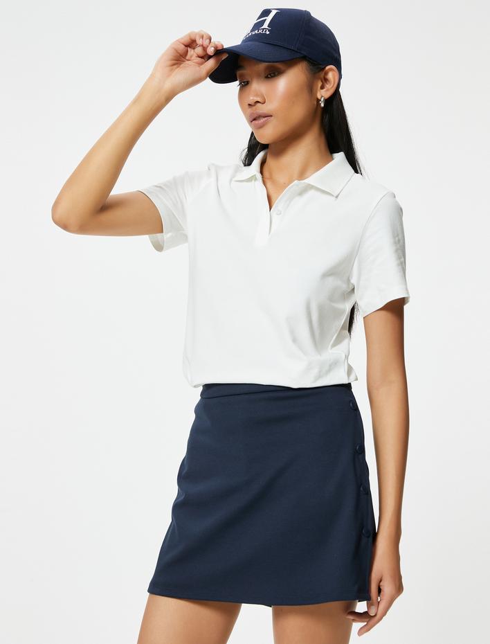  Basic Polo Yaka Tişört Kısa Kollu Pamuklu Regular Fit