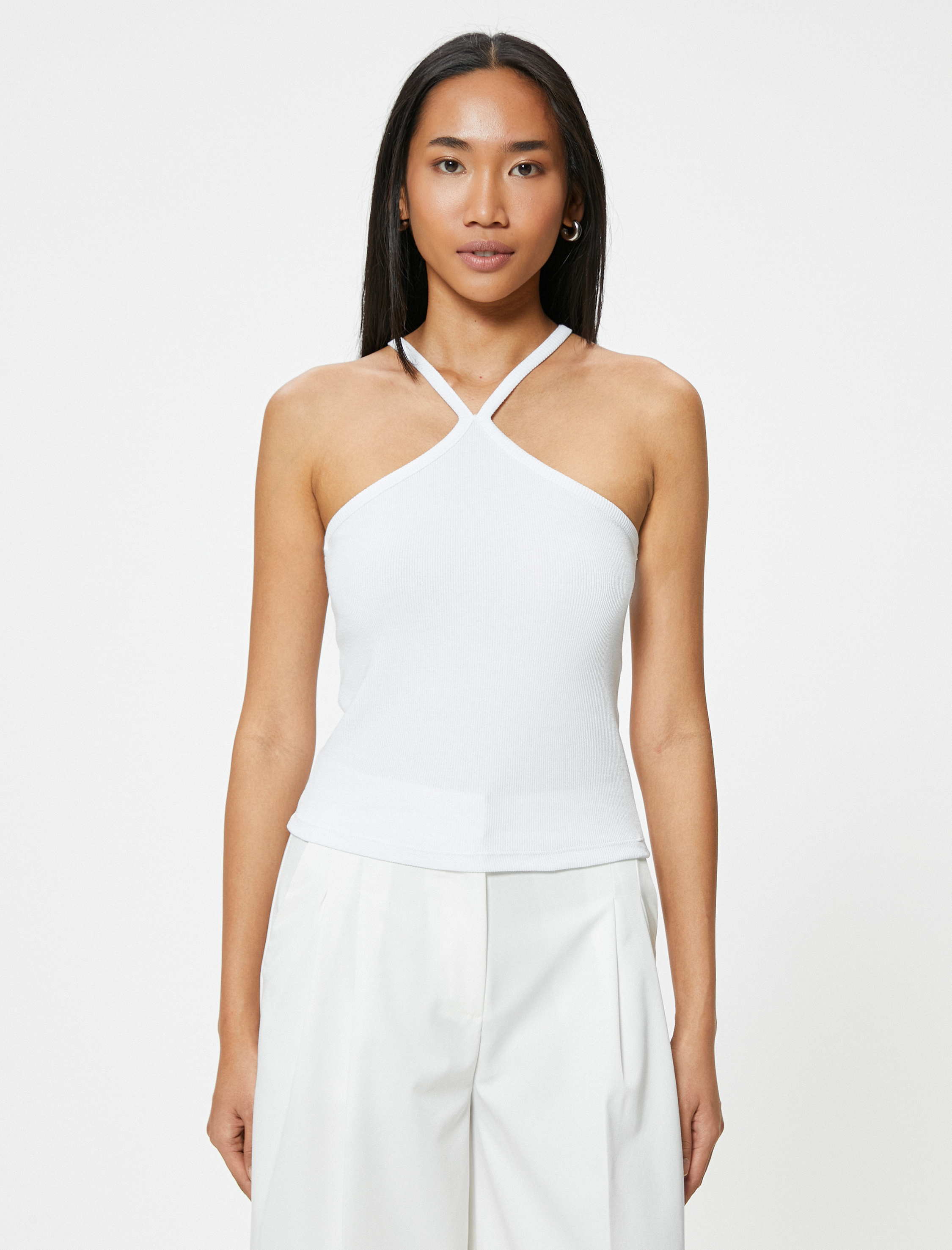   Halter Yaka Üst Pamuklu Ribanalı