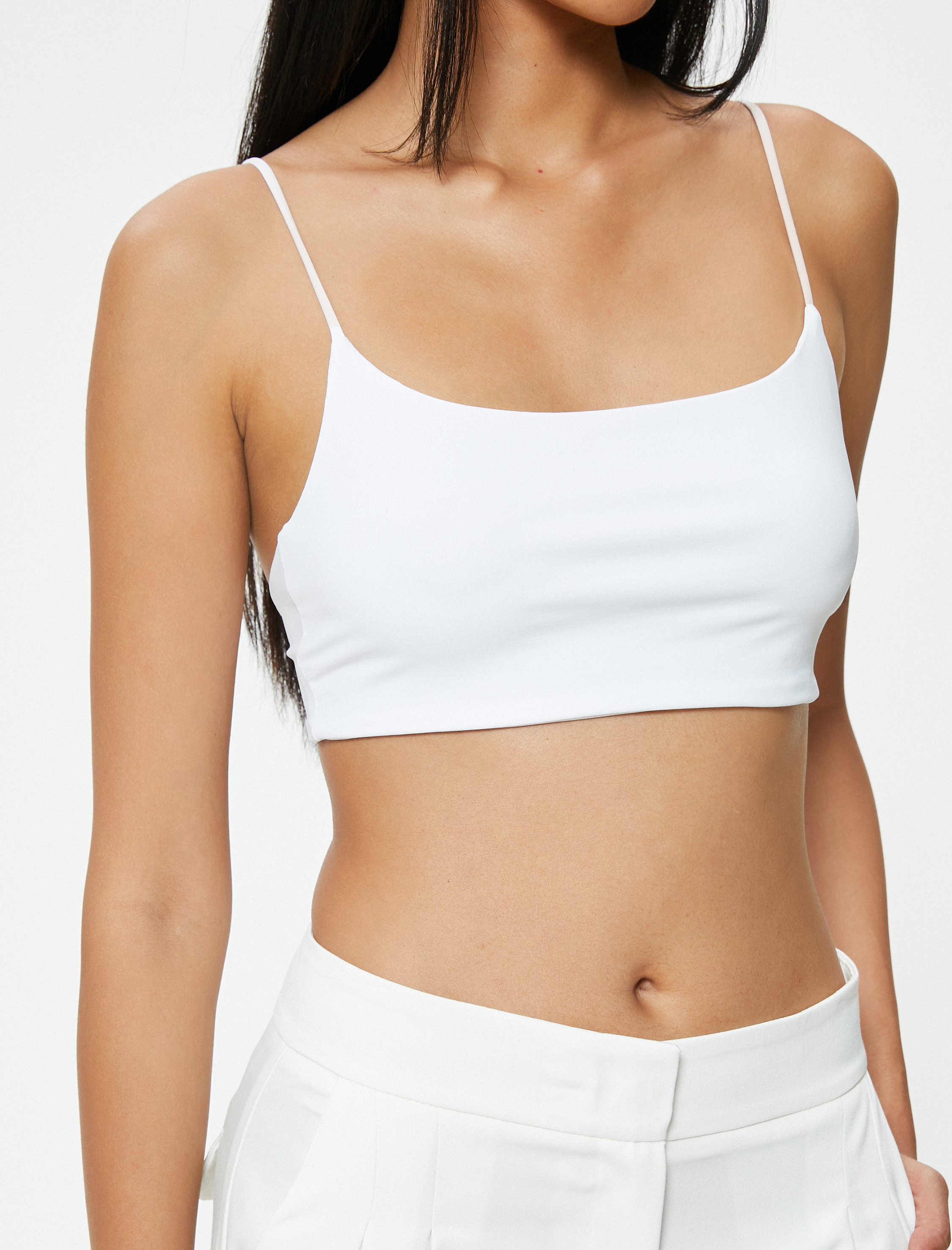   Basic İnce Askılı Crop Atlet Slim Fit