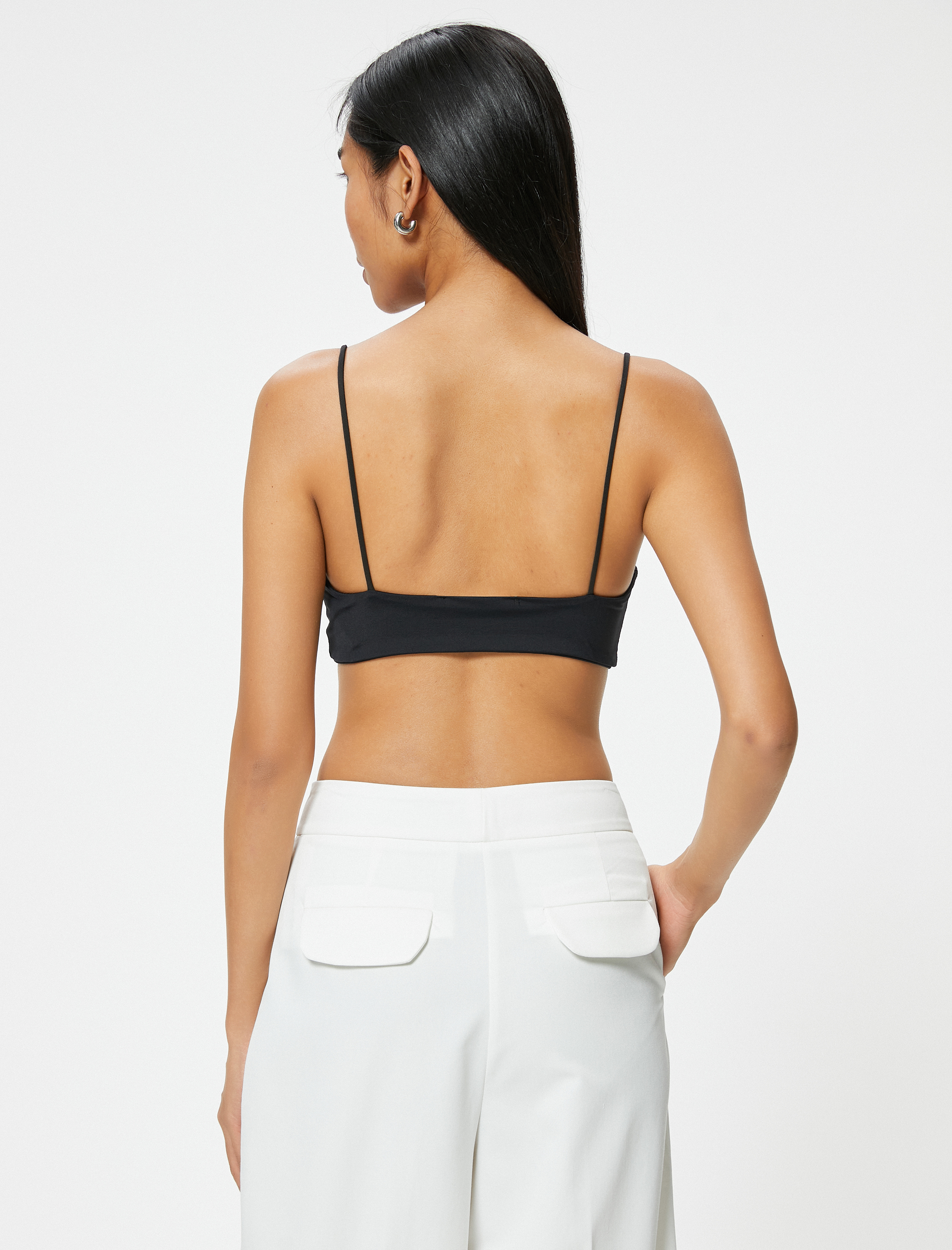   Basic İnce Askılı Crop Atlet Slim Fit
