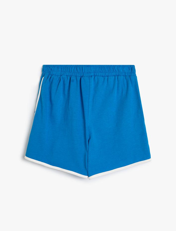 Kız Çocuk Mini Şort Baskı Detaylı Beli Lastikli Biyeli