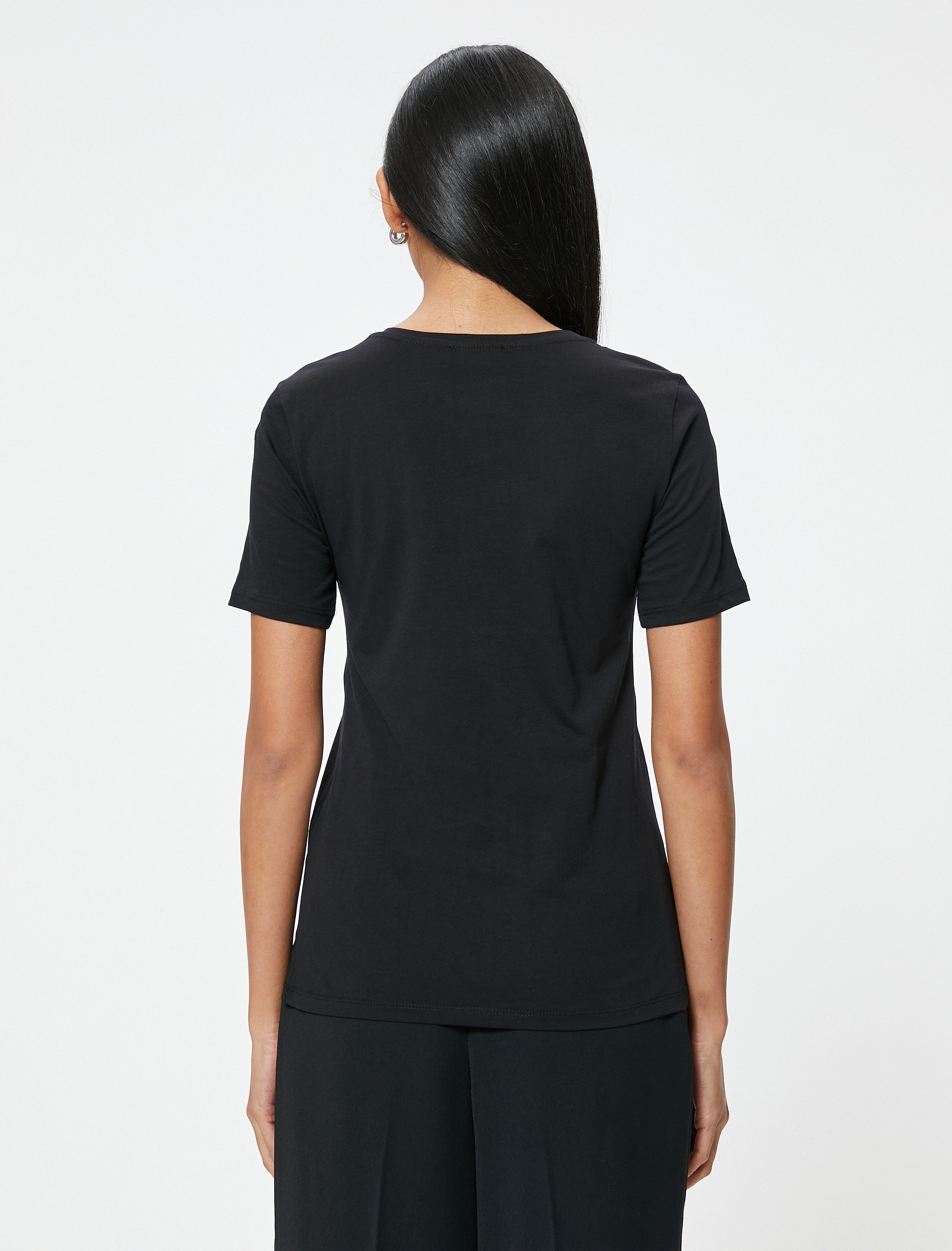   Payet Baskılı Kısa Kollu Tişört Bisiklet Yaka Pamuklu