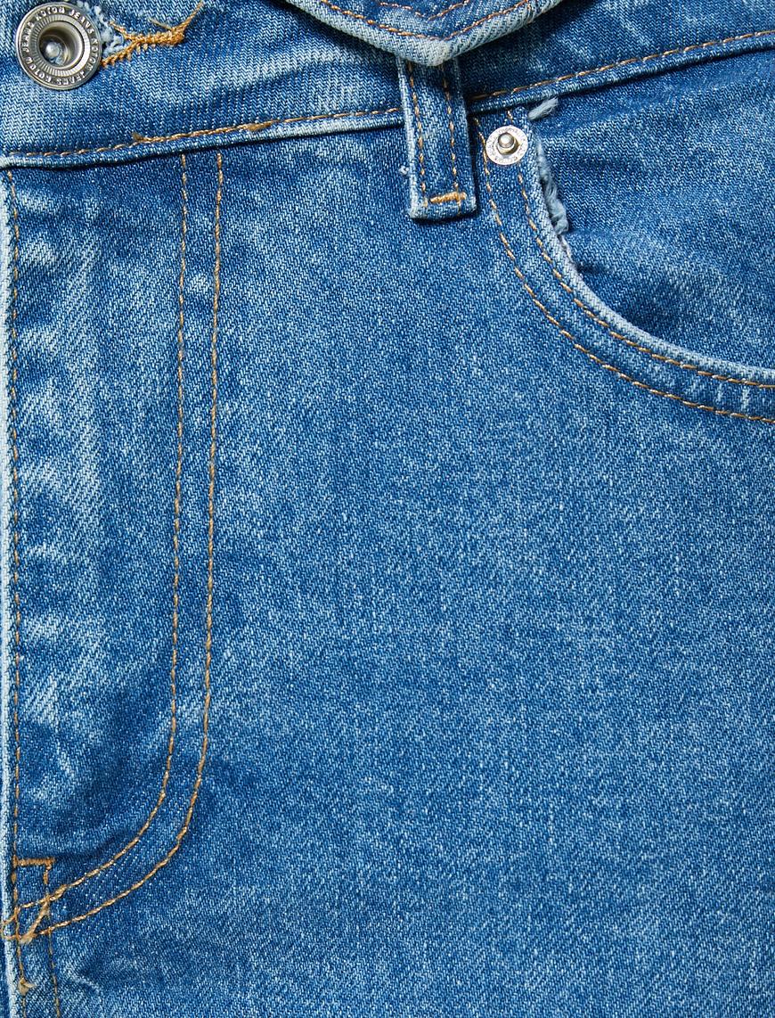   İspanyol Paça Kot Pantolon Yüksek Bel Cepli - Flare Slim Jeans