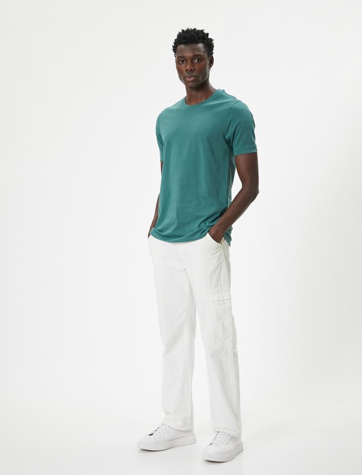  Basic Tişört Slim Fit Kısa Kollu Bisiklet Yaka