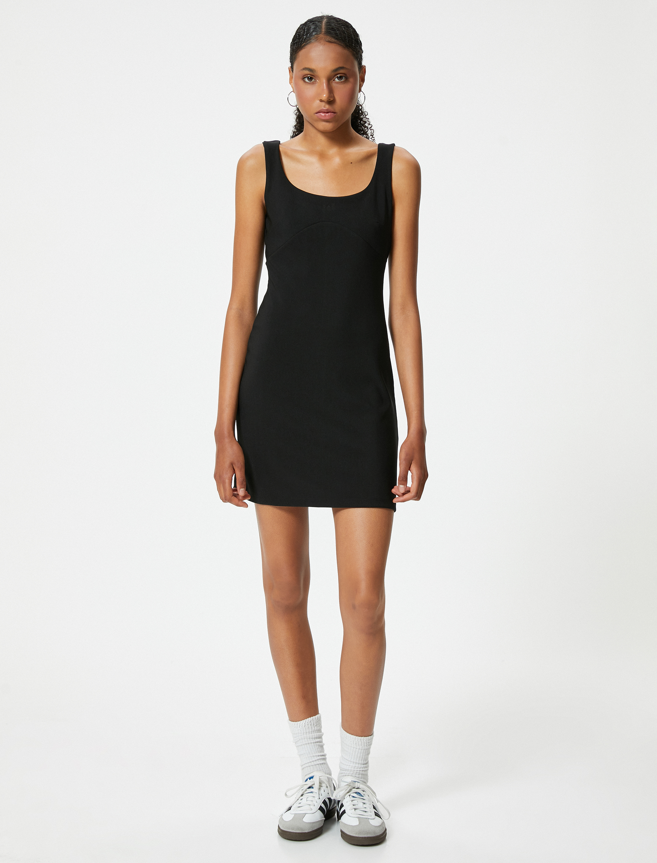 Mini Kalın Askılı Kalem Elbise Slim Fit