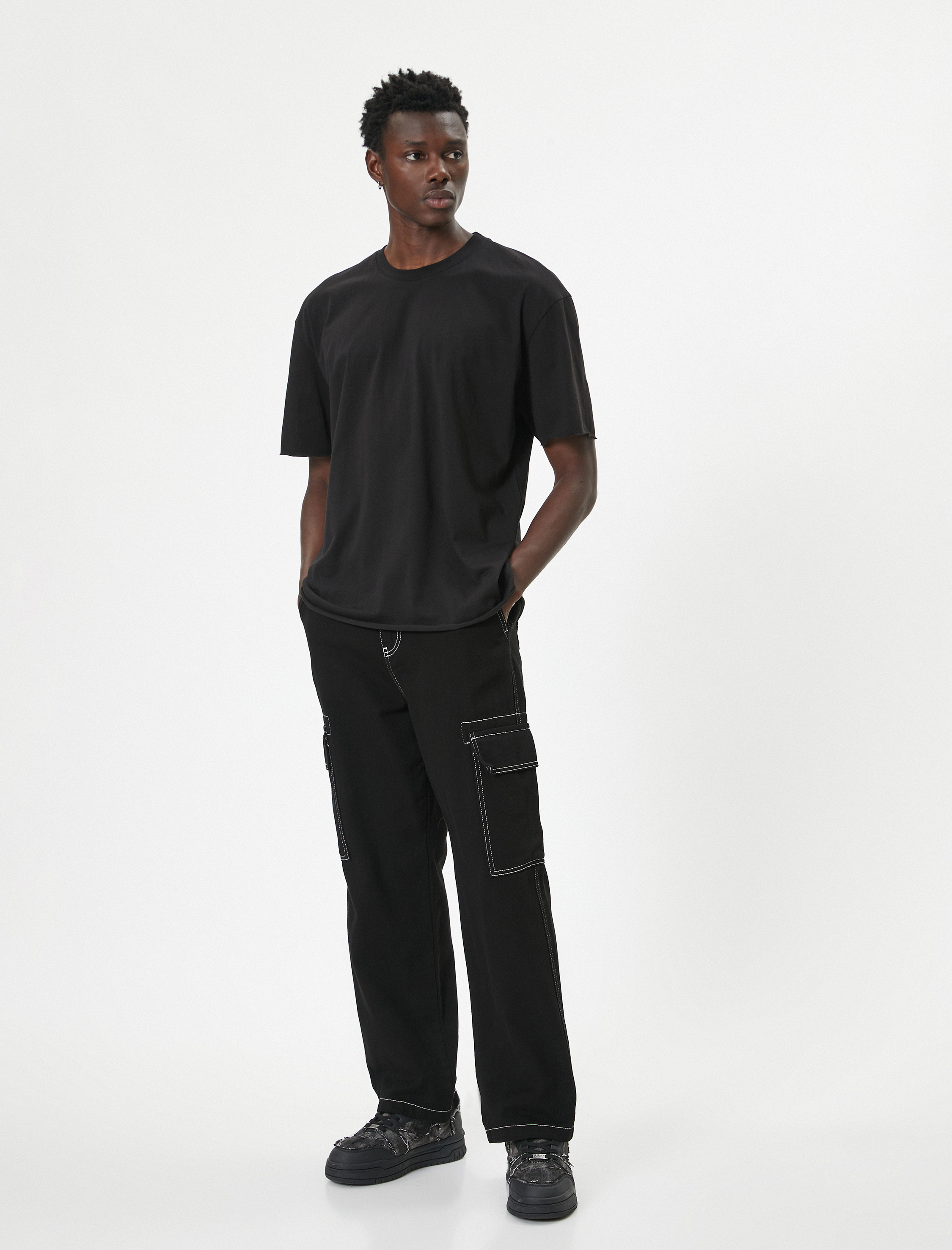   Oversize Tişört Bisiklet Yaka Kısa Kolu Pamuklu