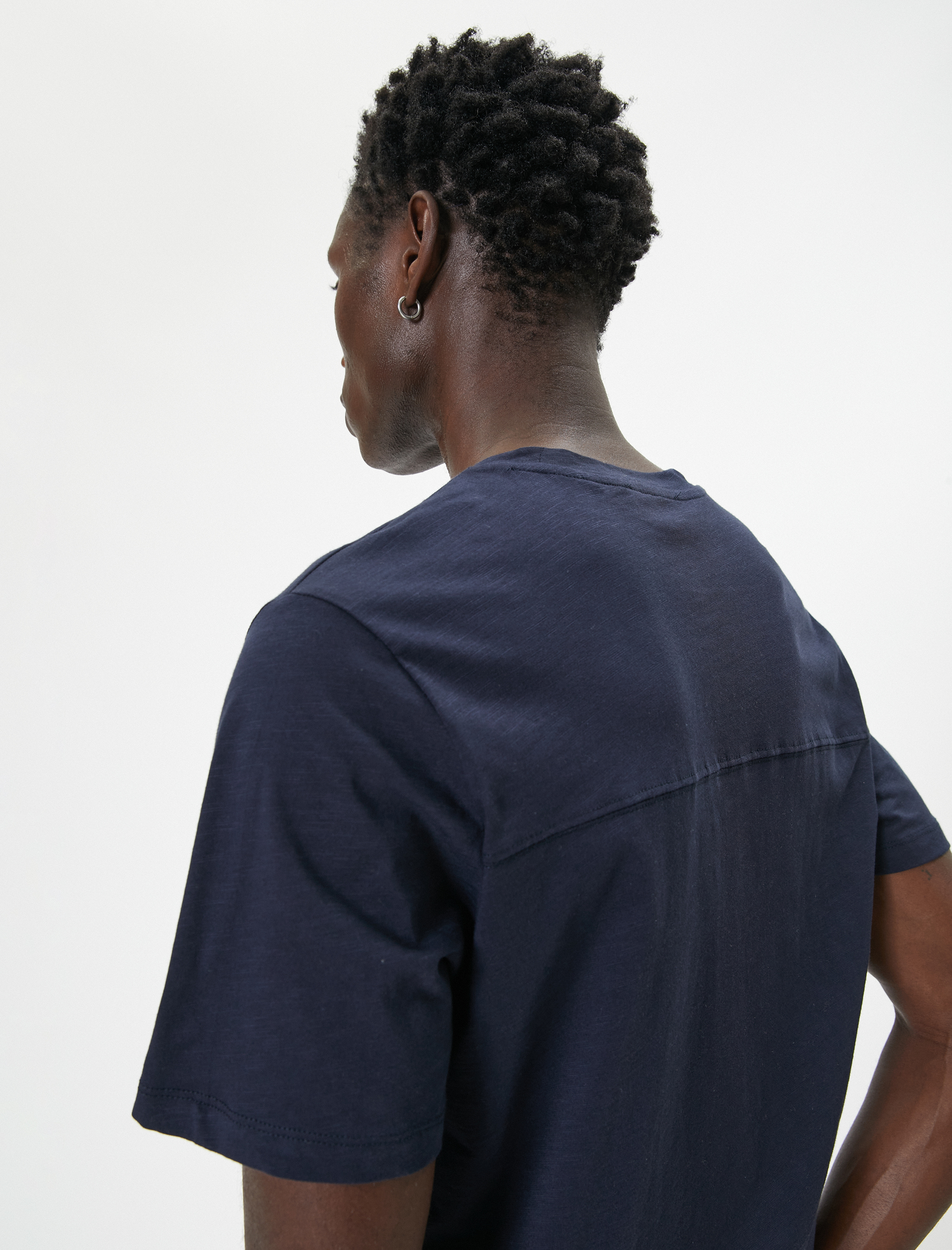   Basic Tişört Bisiklet Yaka Kısa Kollu Şerit Detaylı Pamuklu