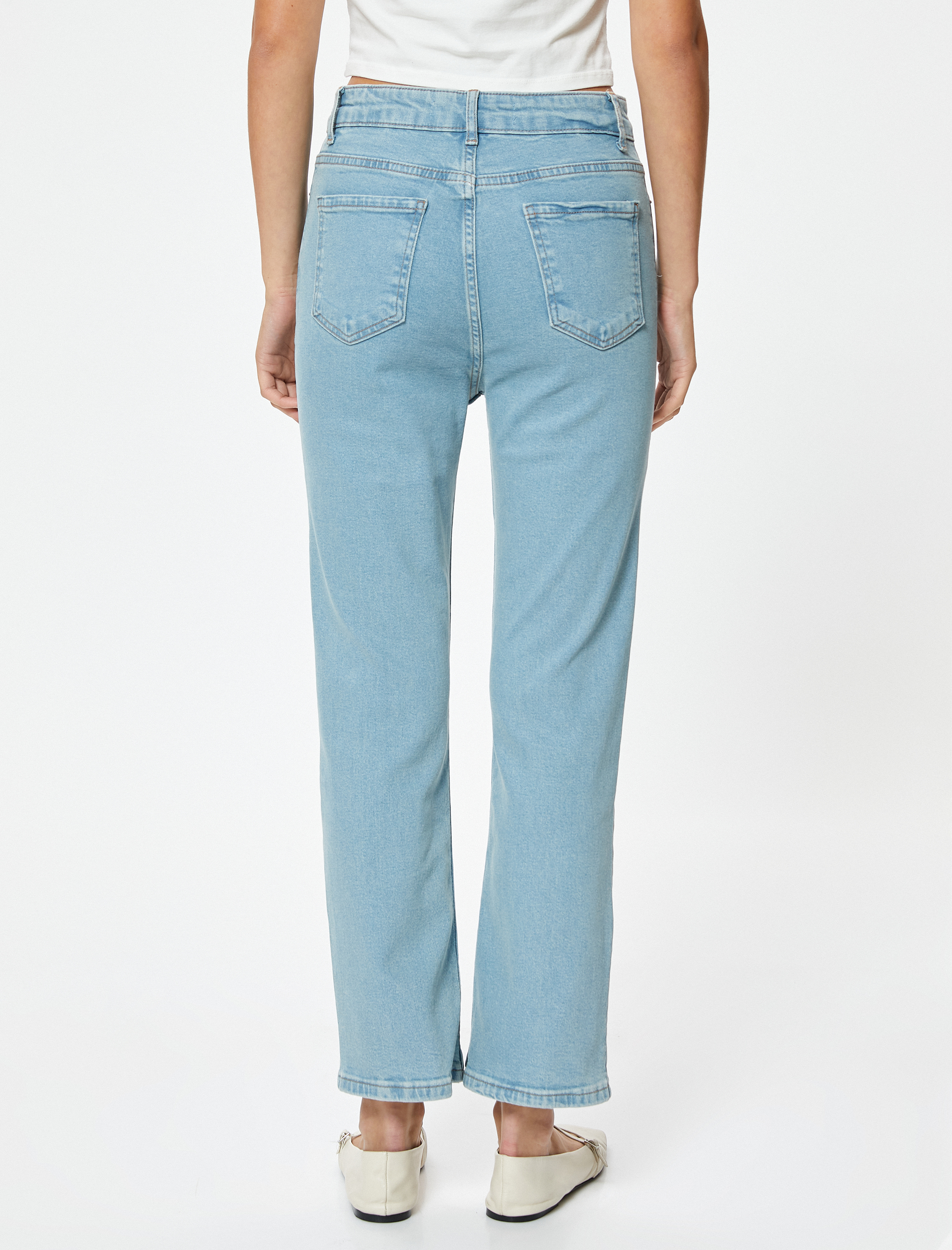   İspanyol Paça Bootcut Jean Pantolon Crop Slim Fit Standart Bel - Kick Flare Jean