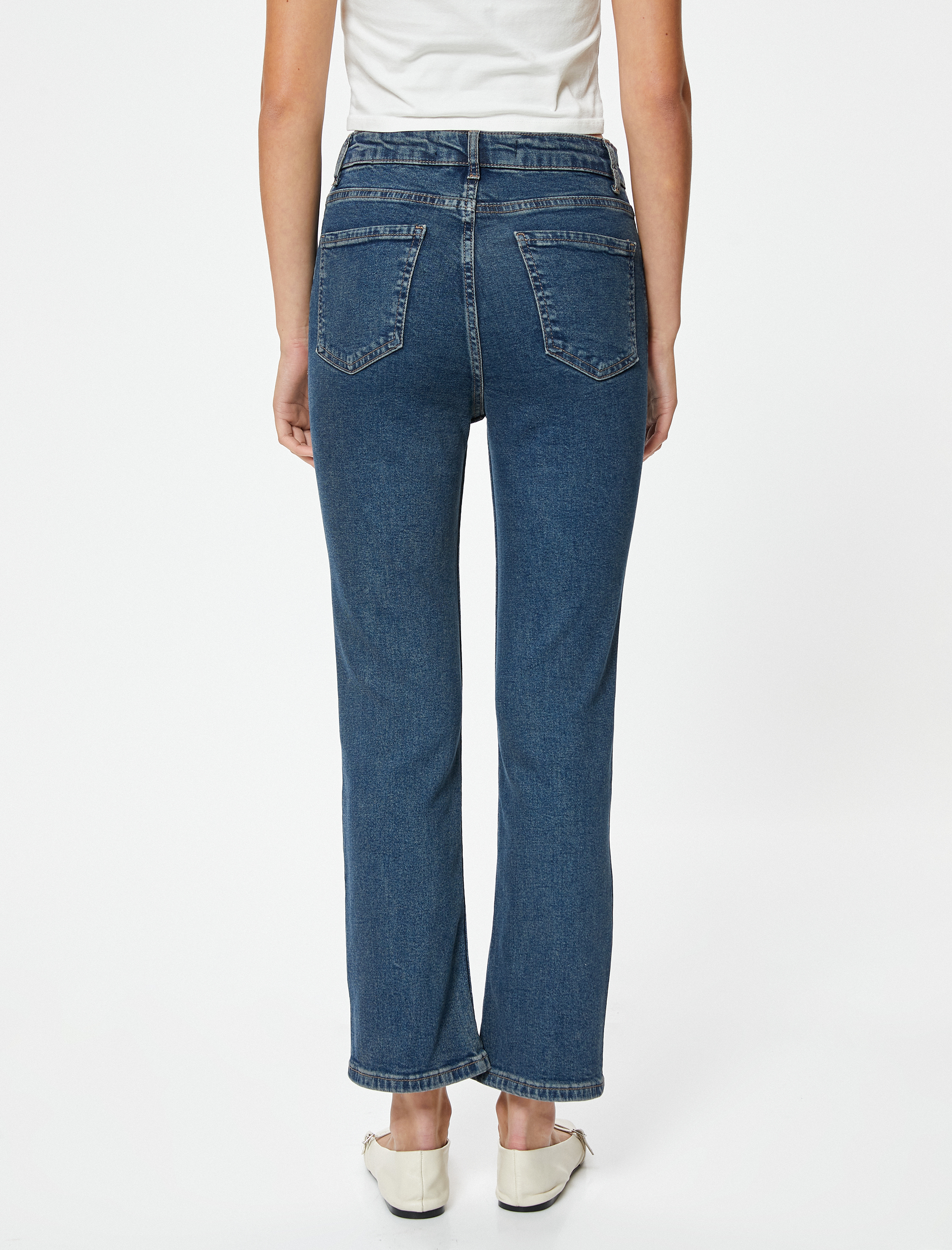   İspanyol Paça Bootcut Jean Pantolon Crop Slim Fit Standart Bel - Kick Flare Jean