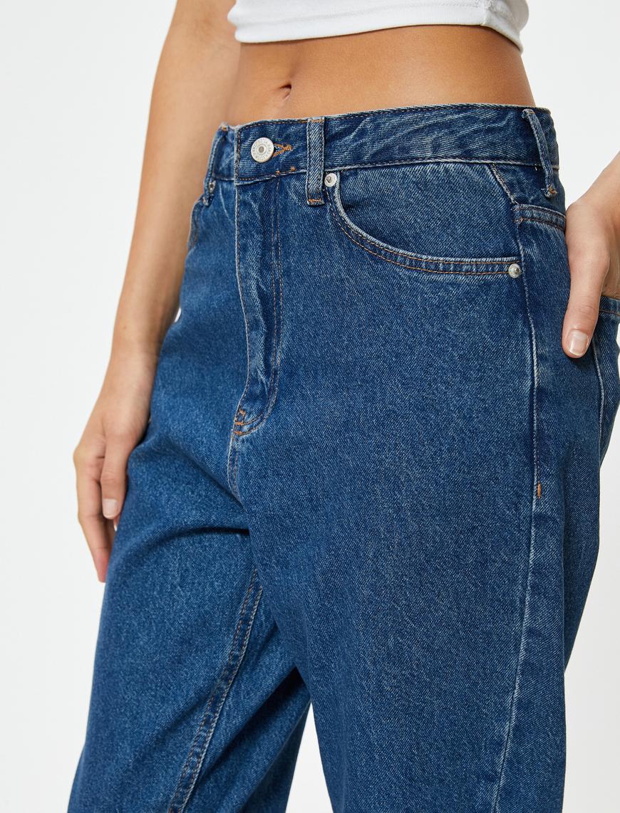   Yüksek Bel Kot Pantolon Crop Düz Paça - Mom Jean