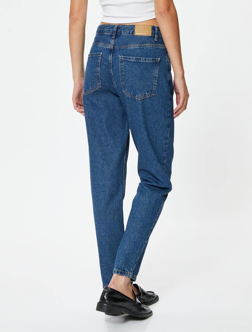   Yüksek Bel Kot Pantolon Crop Düz Paça - Mom Jean