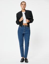 Yüksek Bel Kot Pantolon Crop Düz Paça - Mom Jean