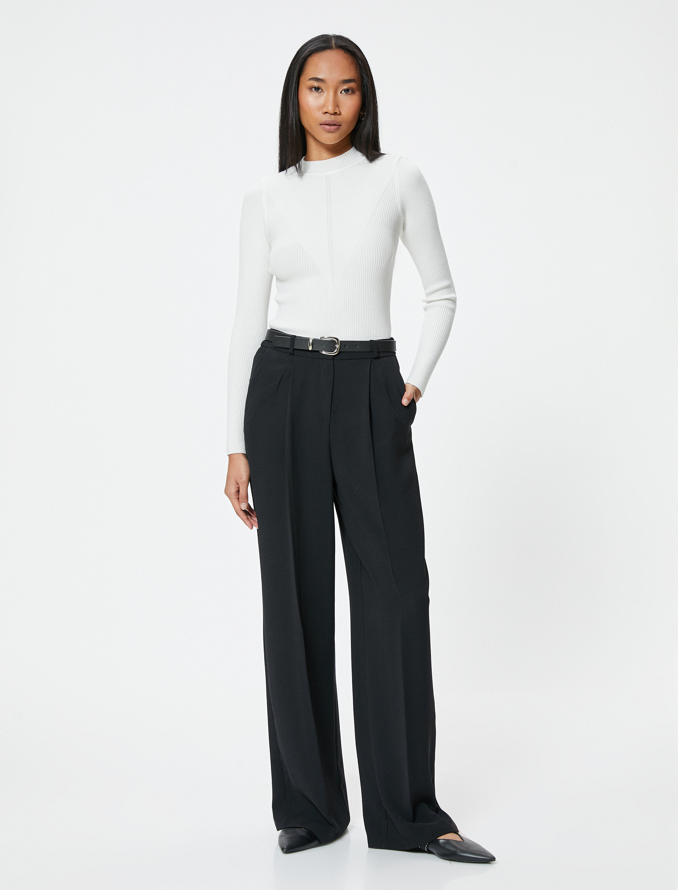   Basic Triko Kazak Hafif Dik Yaka Fitilli