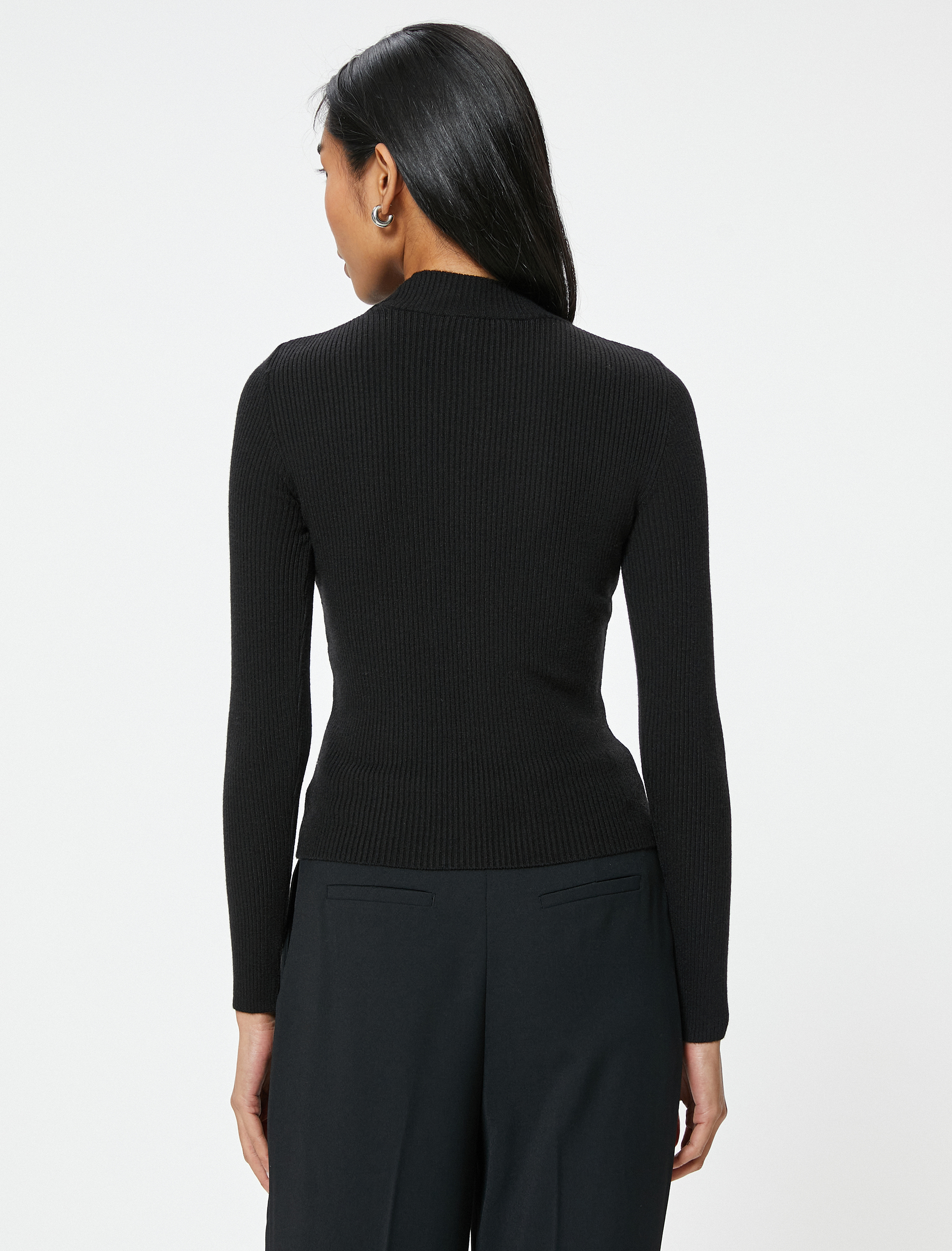   Basic Triko Kazak Hafif Dik Yaka Fitilli