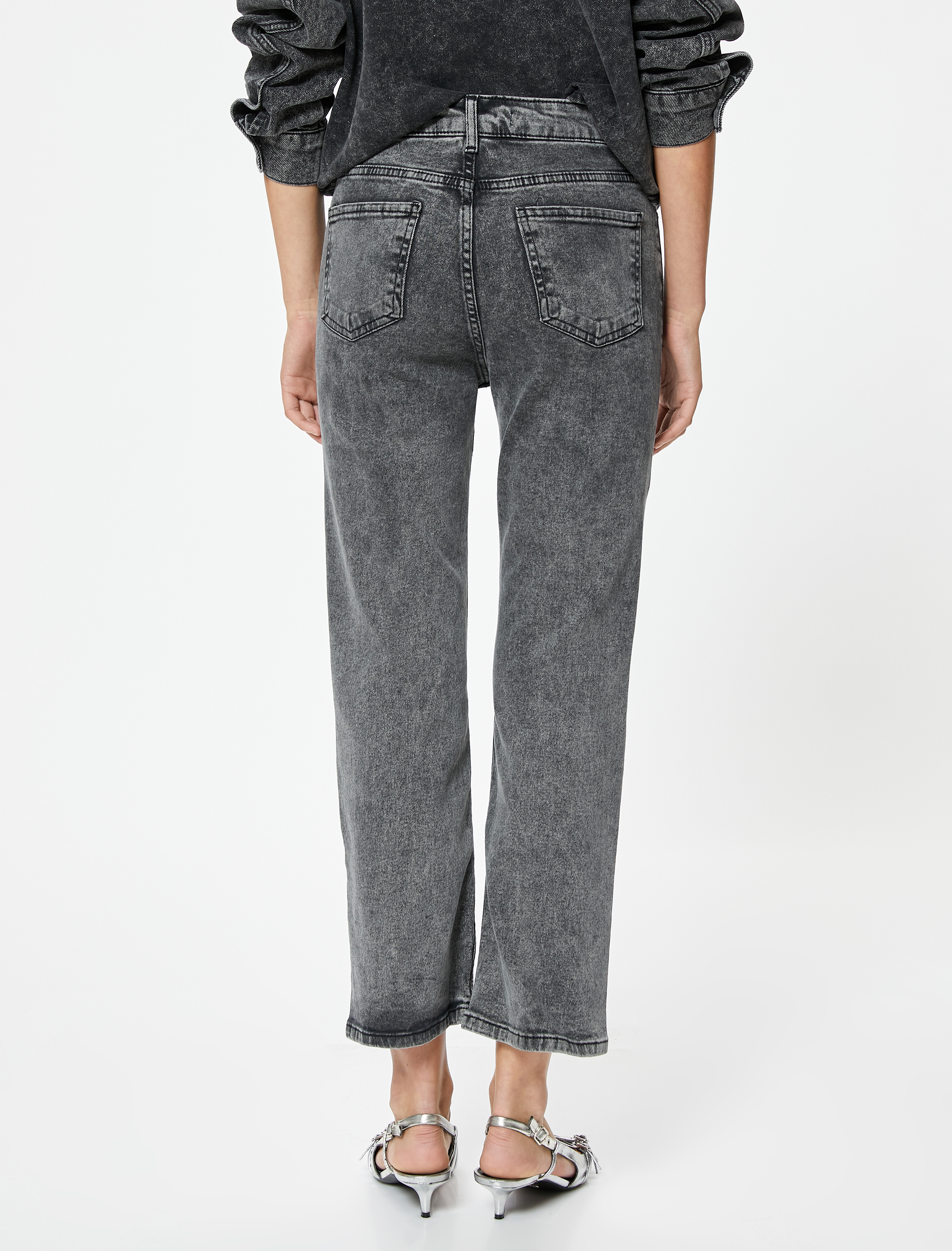   İspanyol Paça Bootcut Jean Pantolon Crop Slim Fit Standart Bel - Kick Flare Jean