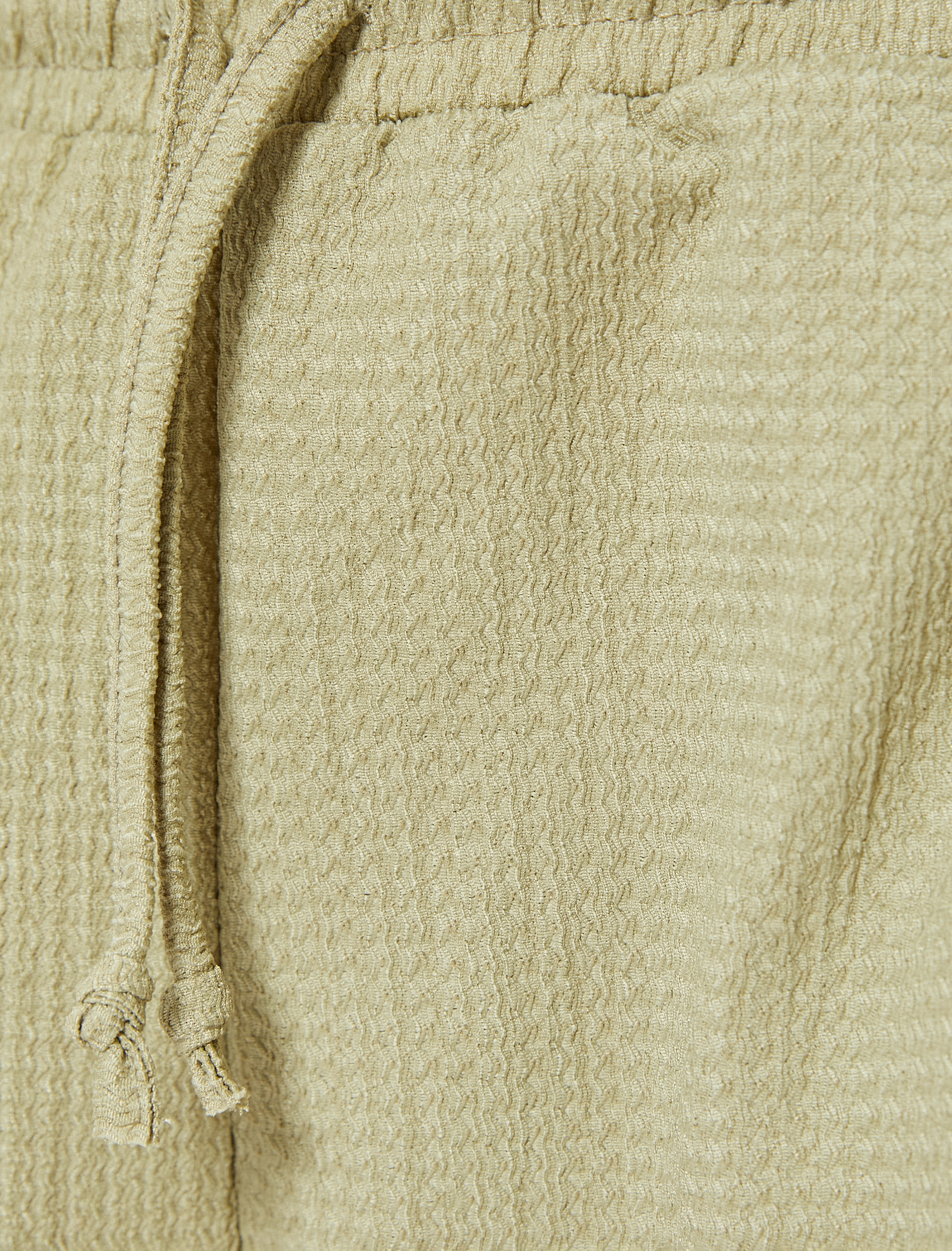   Mini Şort Dokulu Beli Bağlamalı Cepli