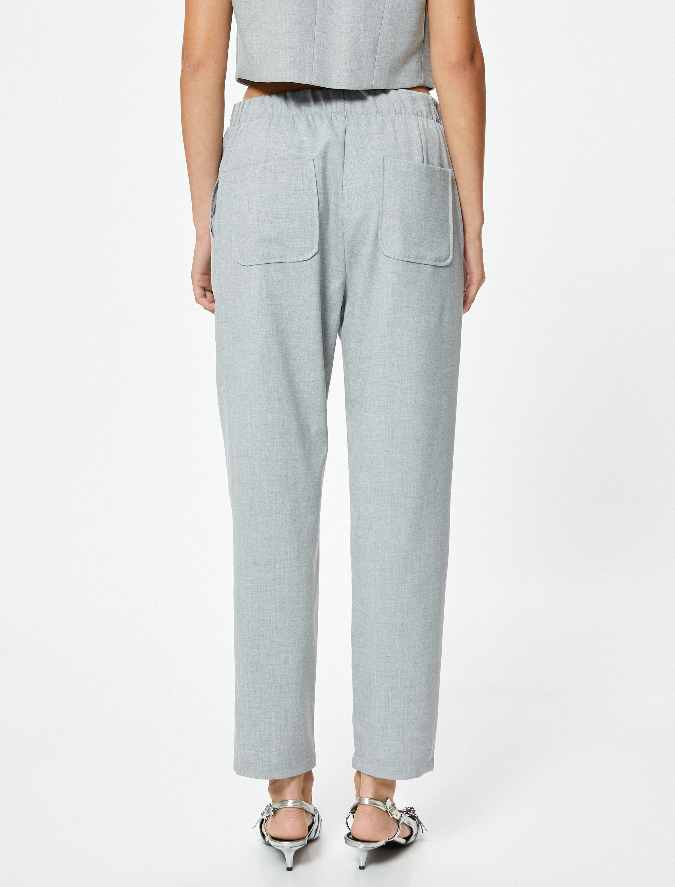   Elastik Belli Kumaş Pantolon Cepli