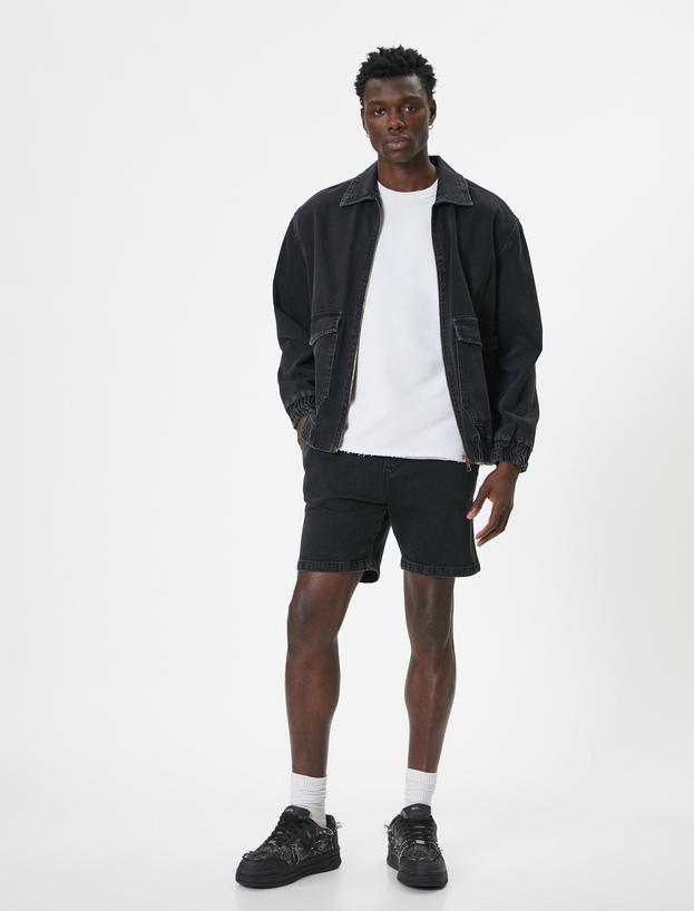 Oversize Kot Şort Bermuda Cep Detaylı Pamuklu_1