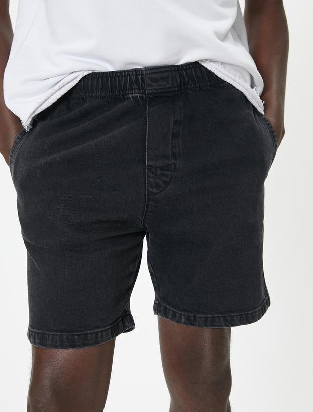 Oversize Kot Şort Bermuda Cep Detaylı Pamuklu_4