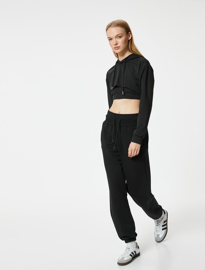  Spor Eşofman Altı Jogger Beli Bağcıklı Yüksek Bel