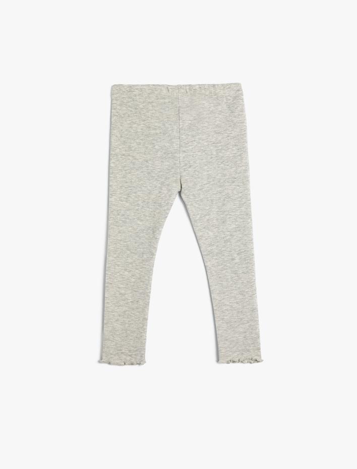 Kız Bebek Cep Detaylı Beli Lastikli Ribanalı Tayt