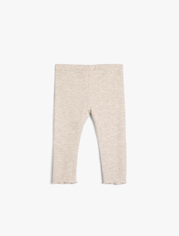 Kız Bebek Cep Detaylı Beli Lastikli Ribanalı Tayt