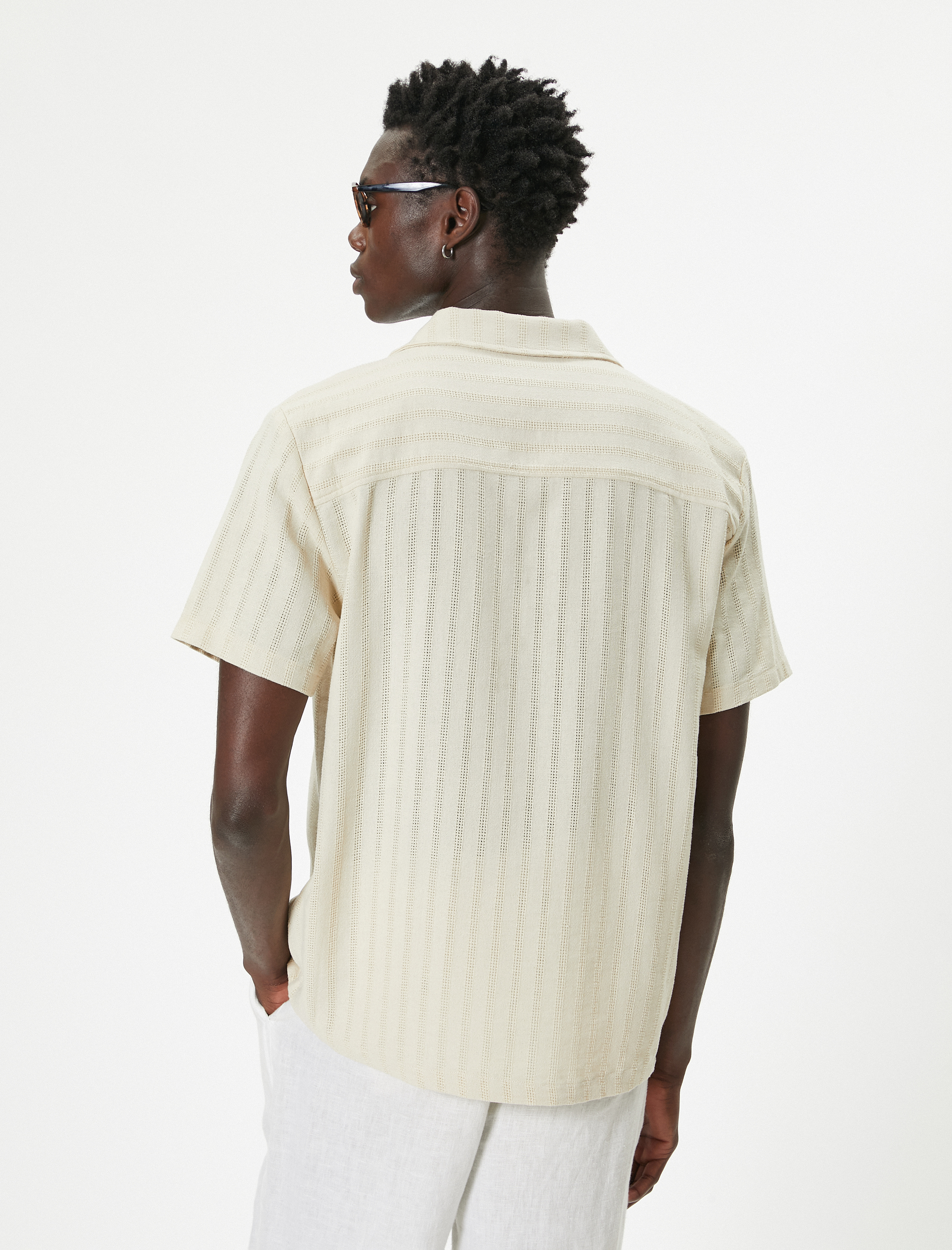   Kısa Kollu Gömlek Düğmeli Pamuk Karışımlı Regular Fit