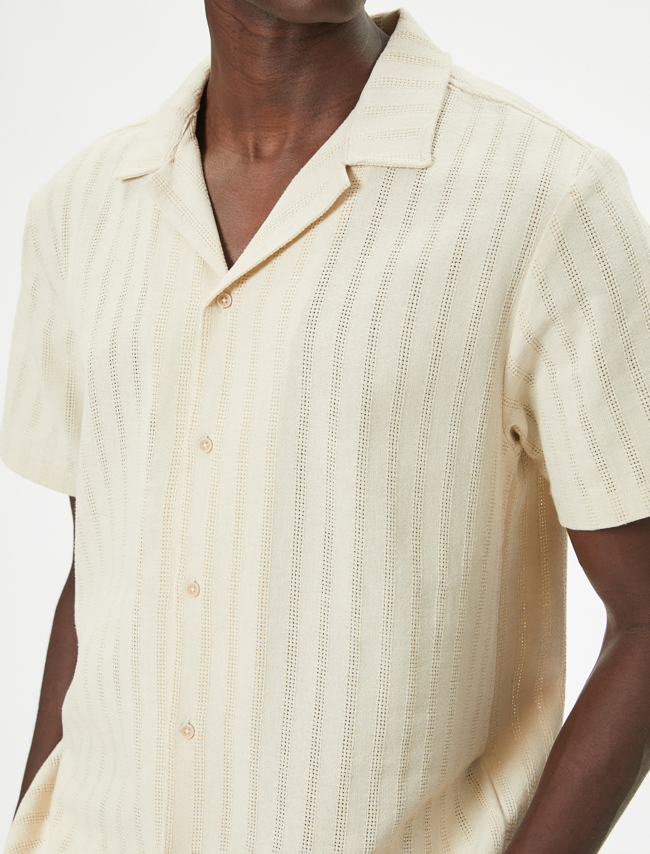   Kısa Kollu Gömlek Düğmeli Pamuk Karışımlı Regular Fit