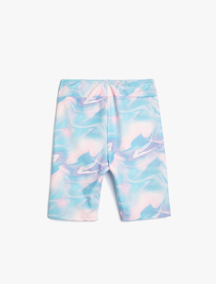 Kız Çocuk Kısa Spor Tayt Batik Desenli Beli Lastikli