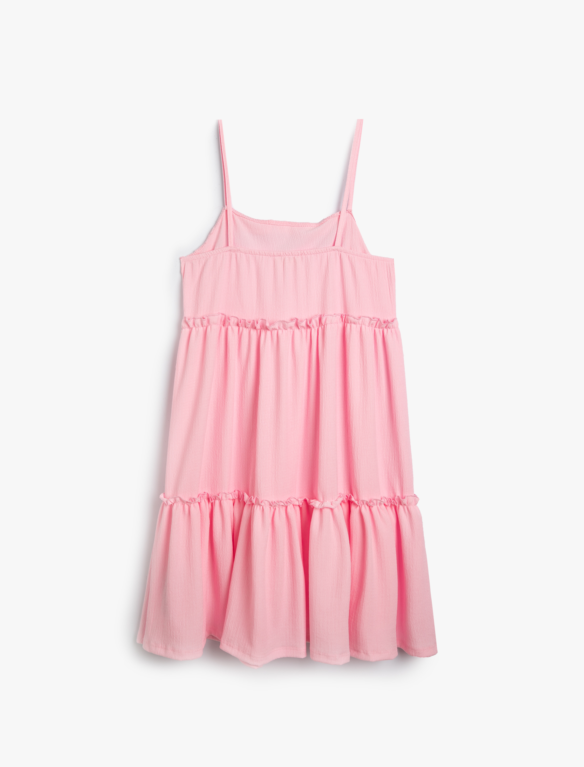  Kız Çocuk Askılı Elbise Katlı Fırfır Detaylı Pamuklu