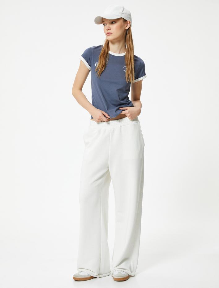  Arkası Baskılı Tişört Kısa Kollu Biyeli Bisiklet Yaka