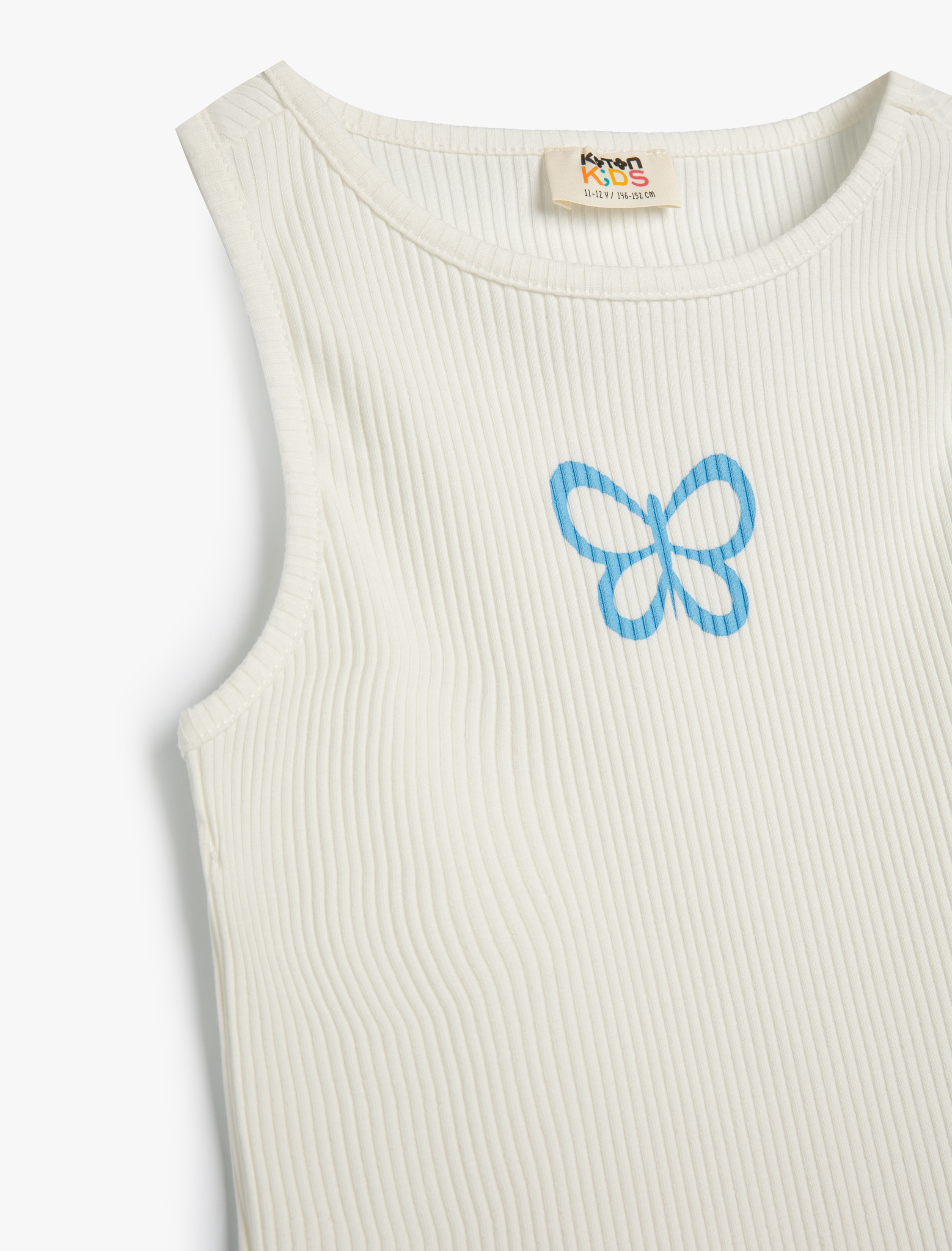  Kız Çocuk Atlet Kolsuz Kelebek Baskılı Ribanalı Pamuklu