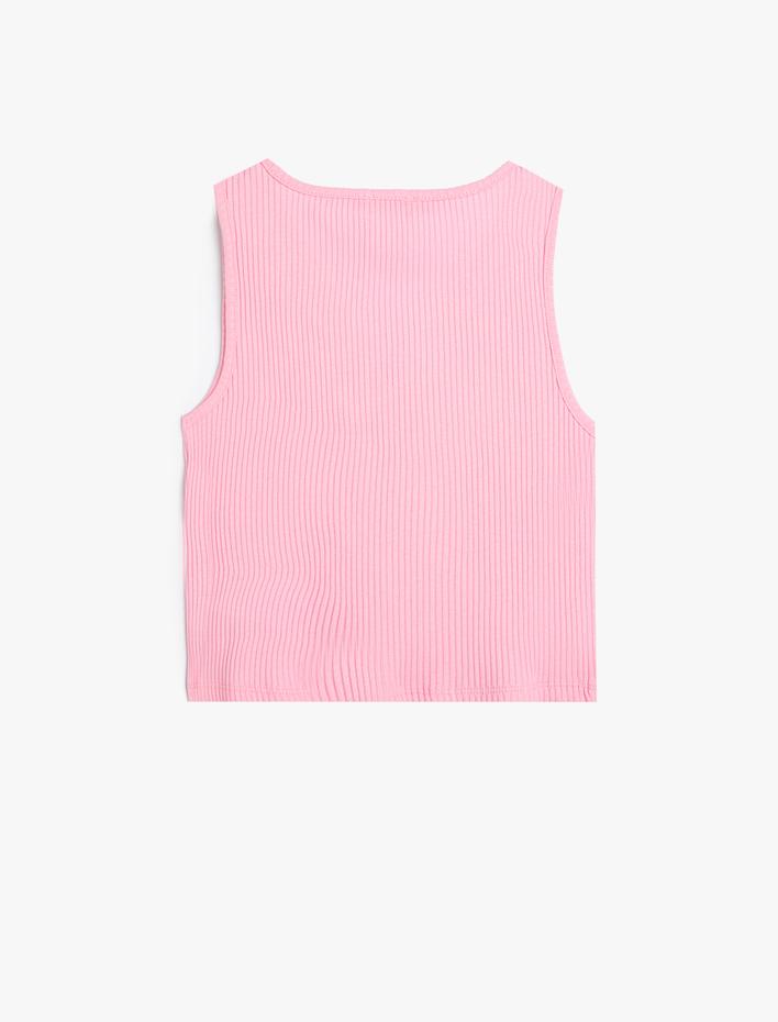 Kız Çocuk Atlet V Yaka Kalp Pencere Detaylı Kolsuz Pamuklu