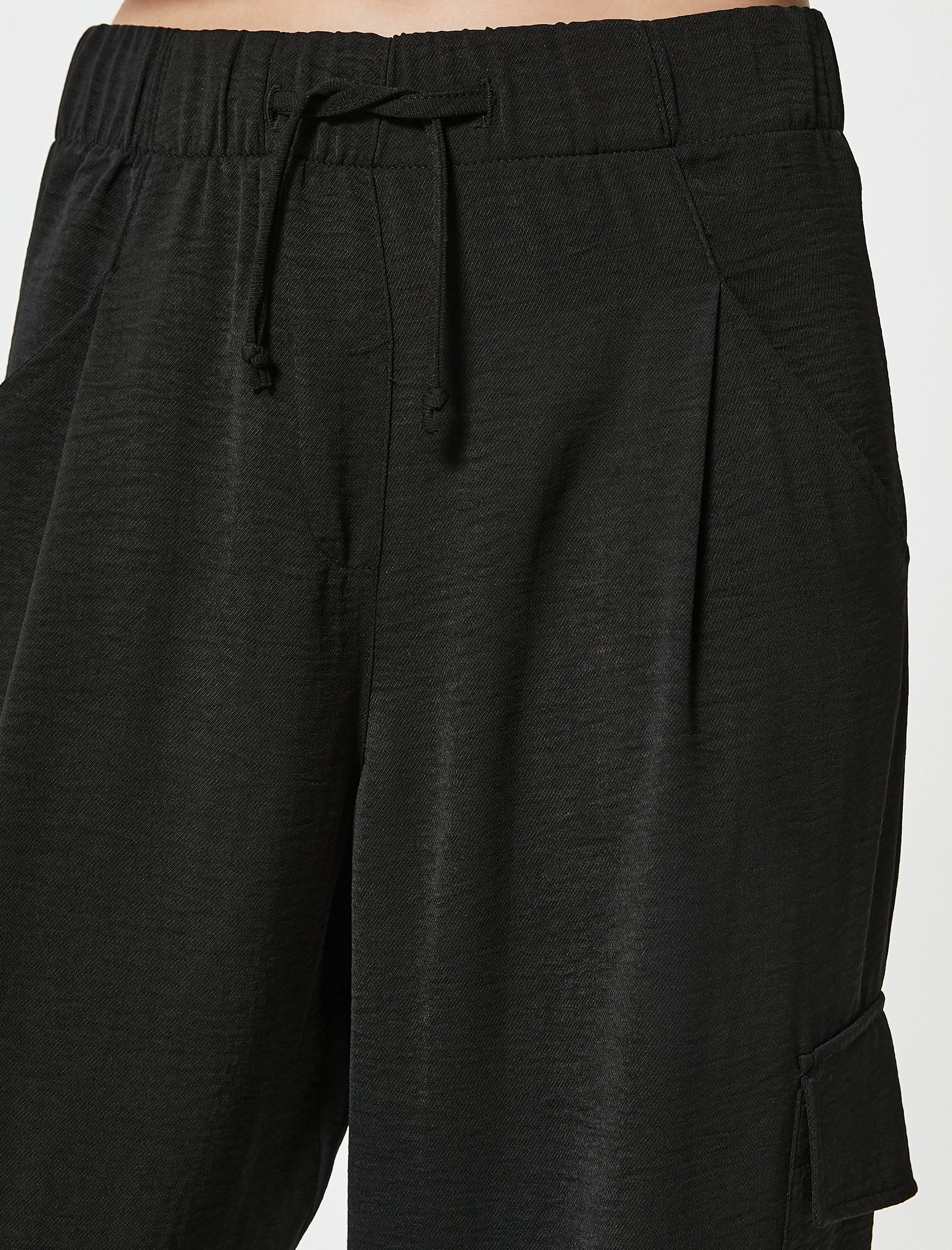   Bol Paça Pantolon Kargo Cepli Beli Bağcıklı