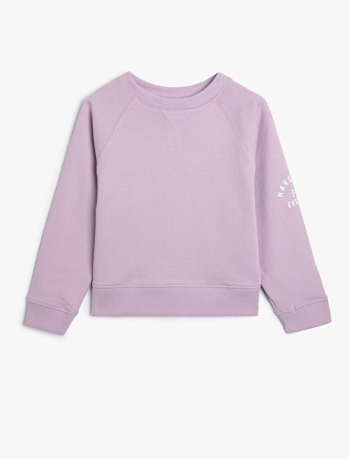 Kız Çocuk 2'li Şort Sweatshirt Slogan Baskı Detaylı Pamuklu