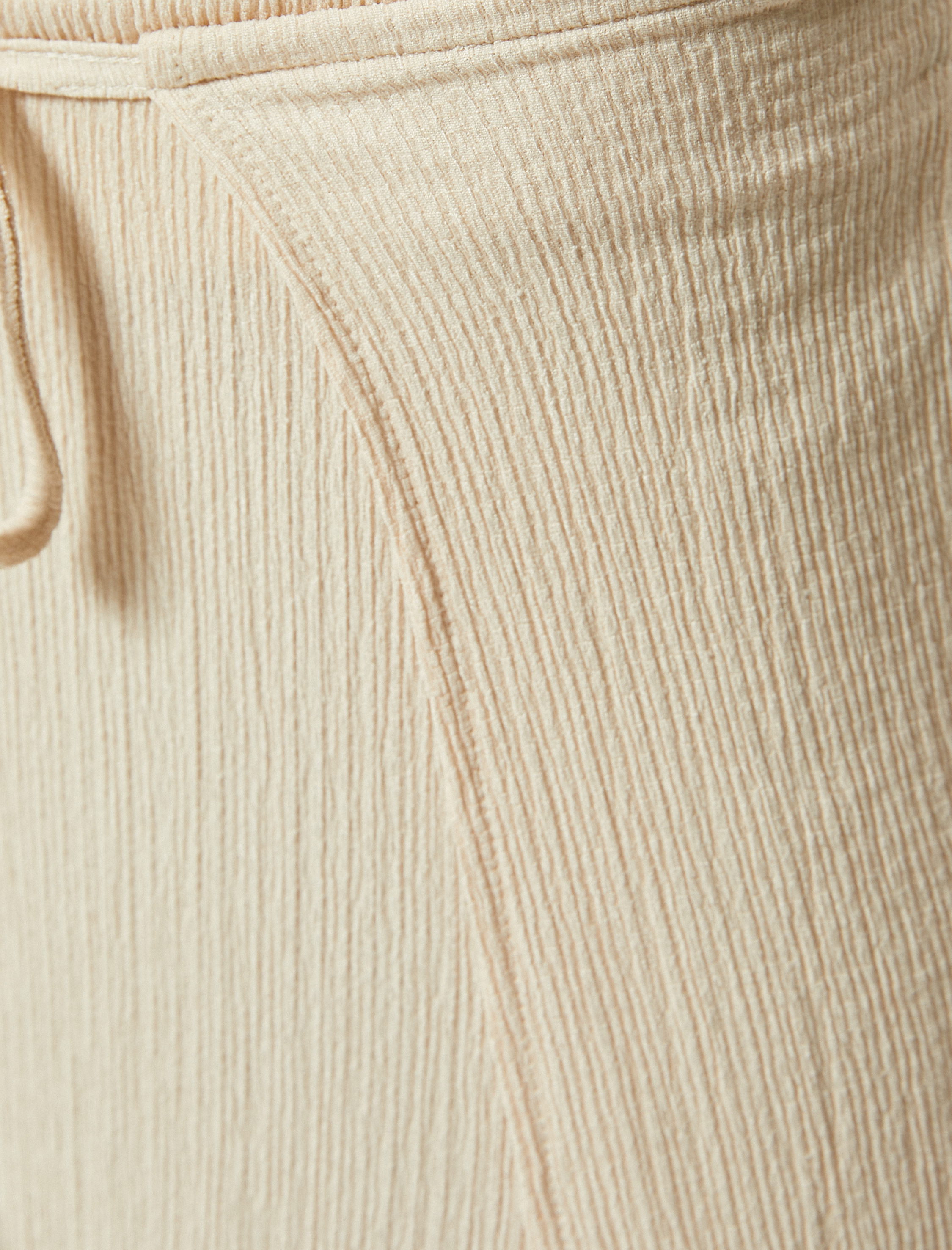   Kruvaze Pantolon Bol Paça Rahat Kalıp Beli Lastikli Bürümcük