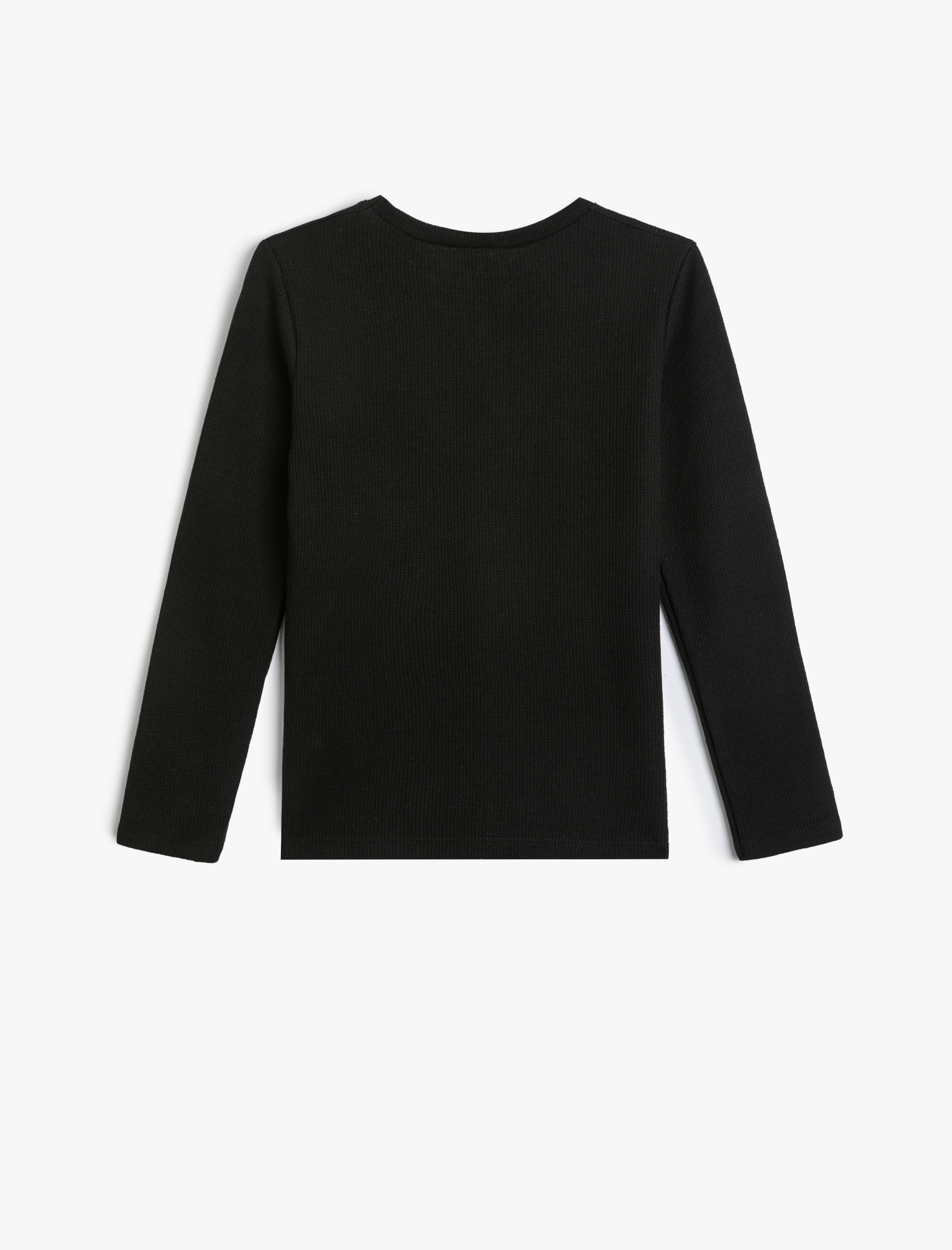  Kız Çocuk Slogan Baskılı Bisiklet Yaka Uzun Kollu Tişört