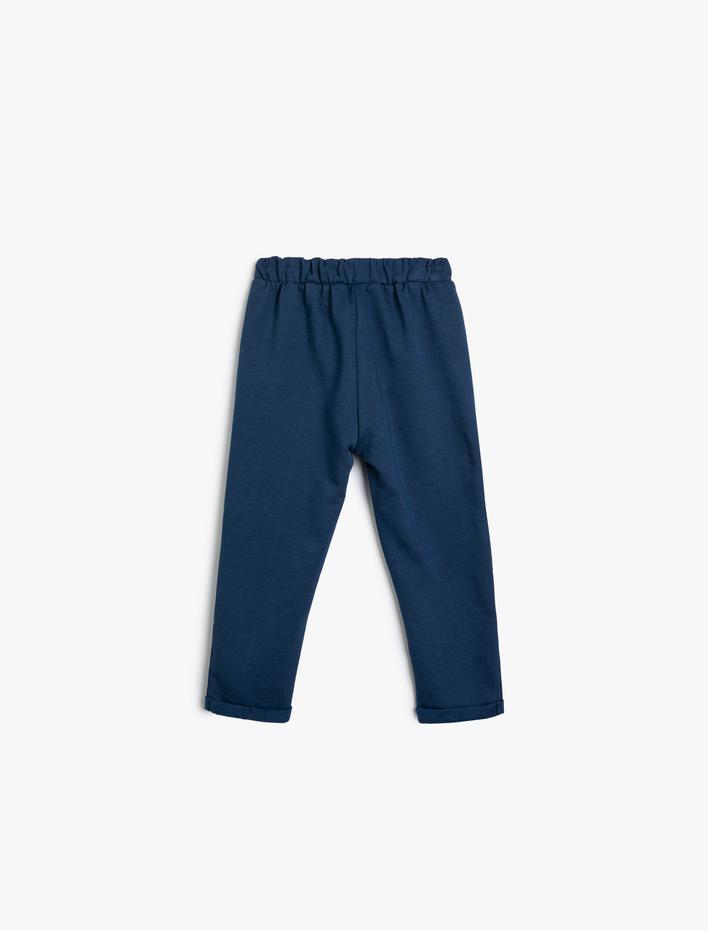 Erkek Bebek Beli Bağlamalı Pamuklu Şardonlu Eşofman Altı