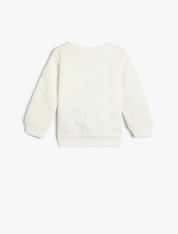 Basic Dokulu Sweatshirt Bisiklet Yaka Uzun Kollu_1