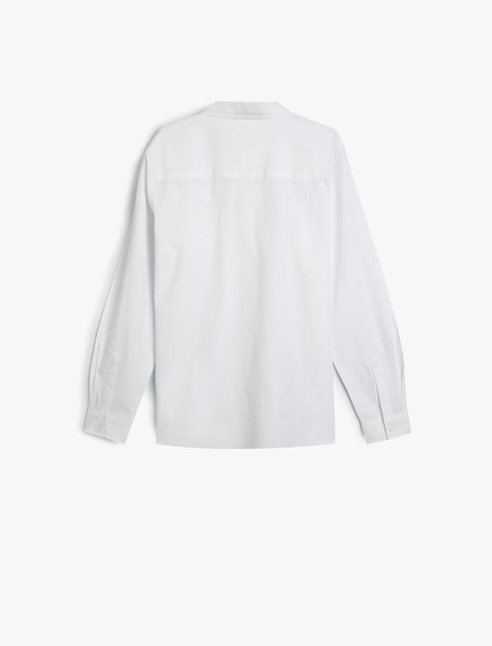 Erkek Çocuk Uzun Kollu Pamuklu Klasik Yaka Papyon Detaylı Okul Gömleği