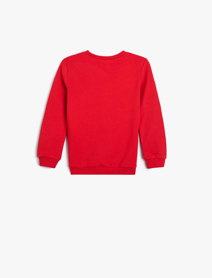 Erkek Bebek Sweatshirt Hayvan Baskılı Bisiklet Yaka Pamuklu Şardonlu