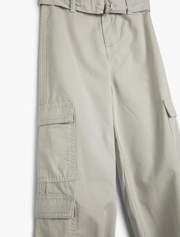 Jogger Pantolon Kargo Cepli Kemer Detaylı Pamuklu_2