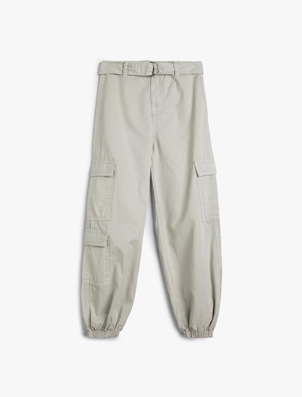 Jogger Pantolon Kargo Cepli Kemer Detaylı Pamuklu_0