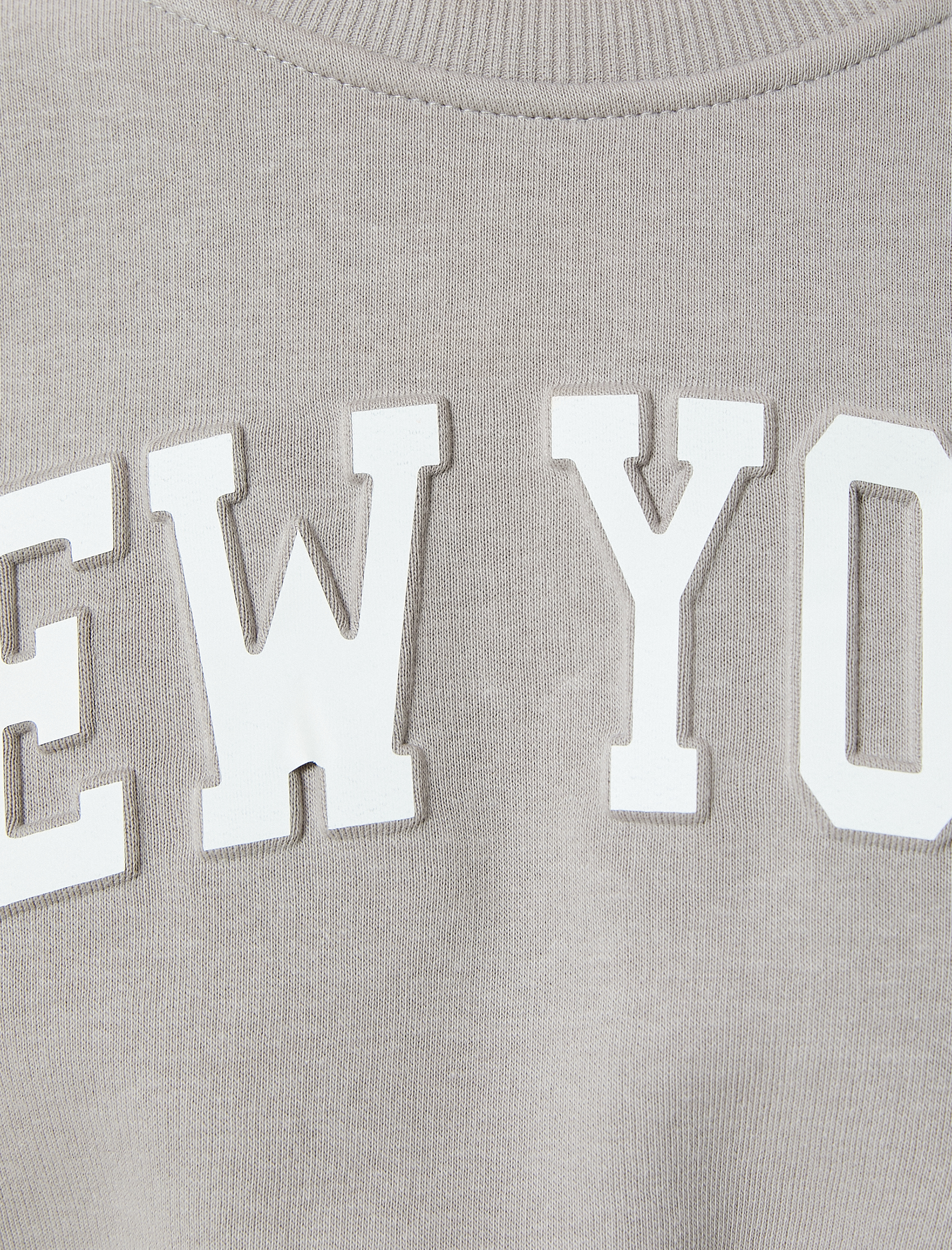   Şardonlu Crop Oversize Sweatshirt Kolej Baskılı Bisiklet Yaka