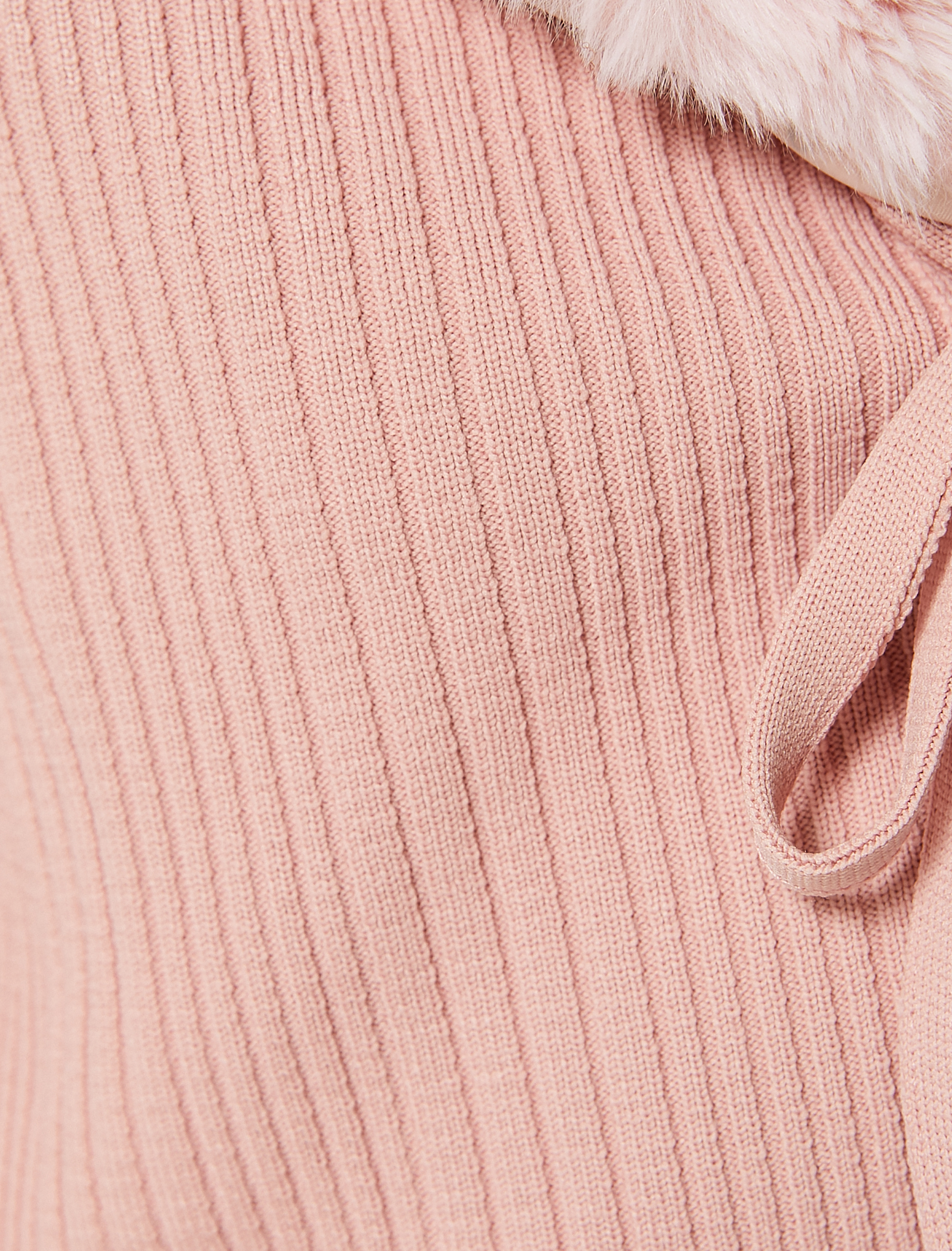 Crop Hırka Yakası Suni Kürklü Bağlama Detaylı Slim Fit