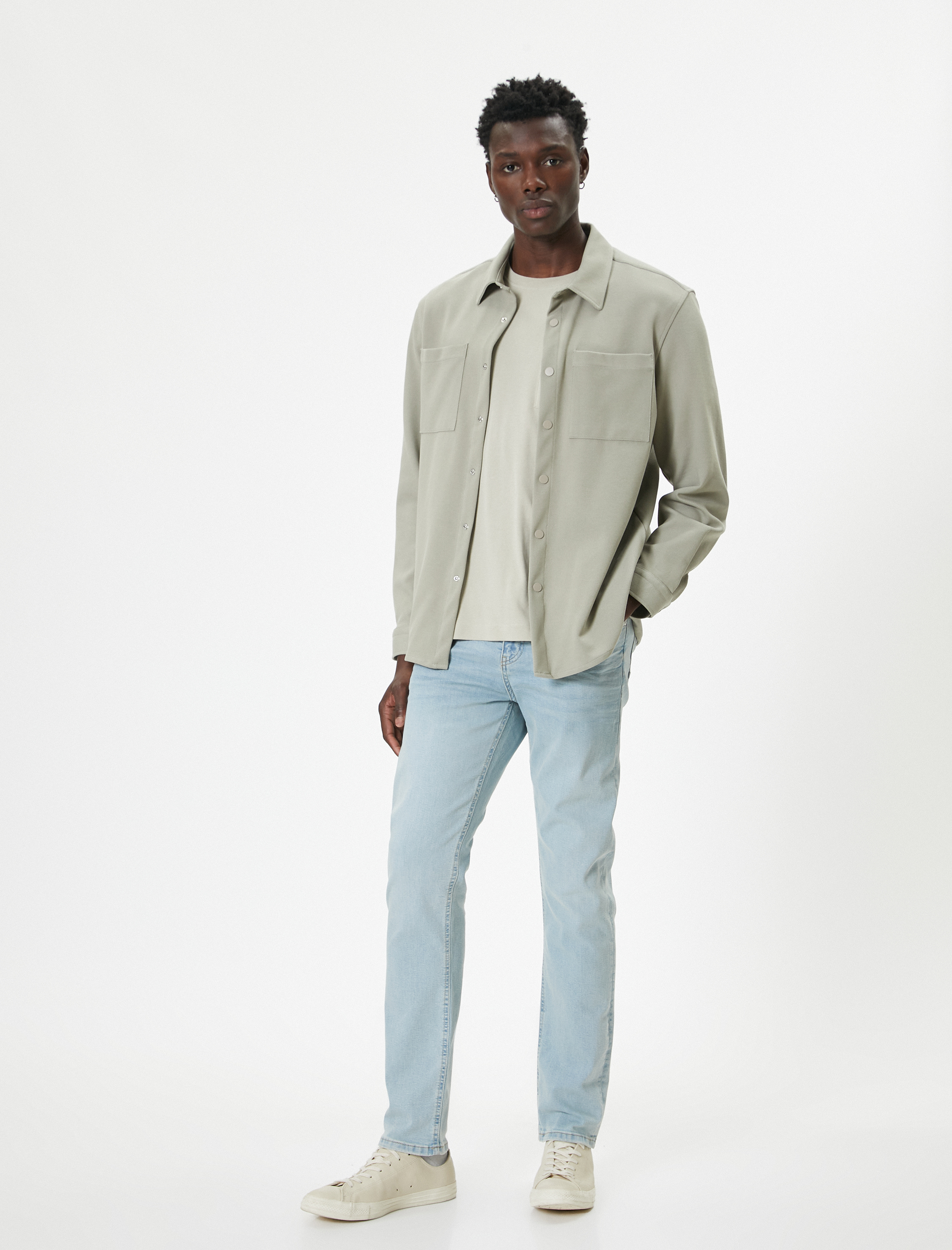   Standart Bel Düğmeli Slim Fit Kot Pantolon - Brad Jean