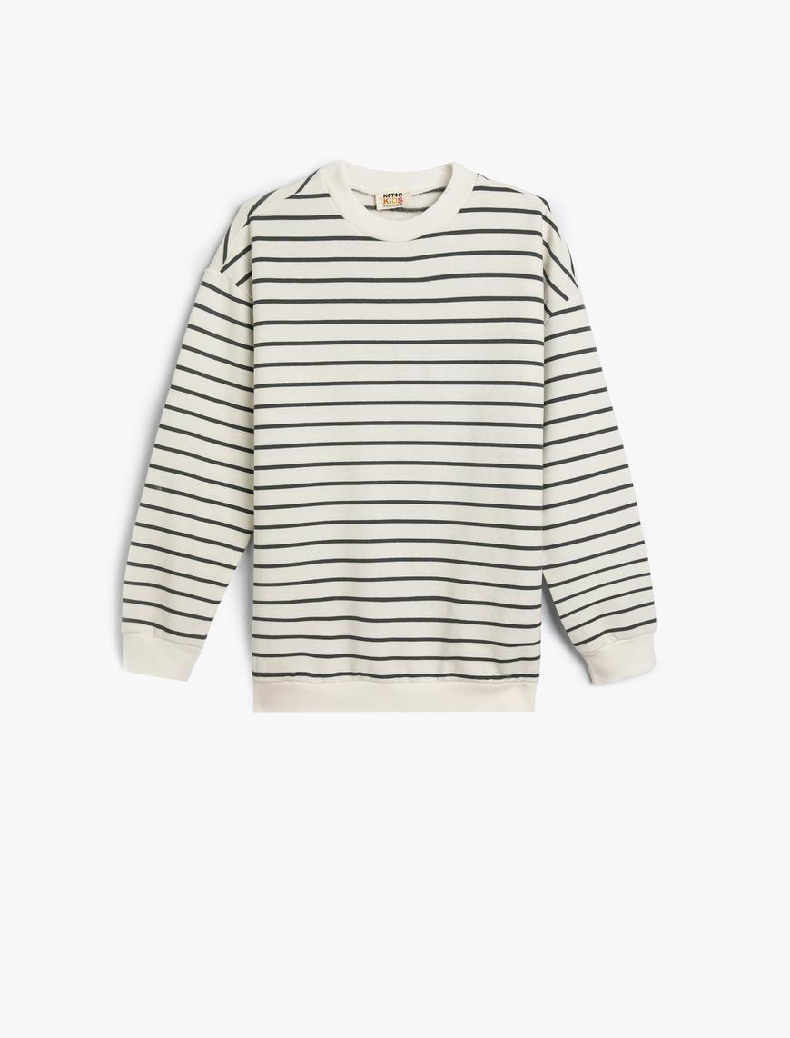  Erkek Çocuk Sweatshirt Uzun Kollu Bisiklet Yaka Pamuklu